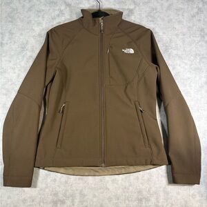 Women’s The North Face Brown Softshell Jacket Medium Full Zip Stretch EUC